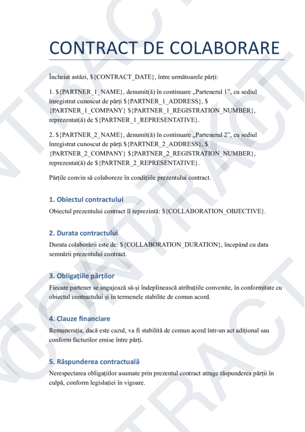 Contract de Colaborare