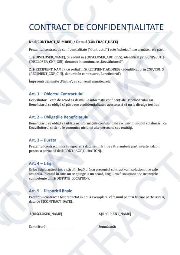 Acord de Confidențialitate (NDA)