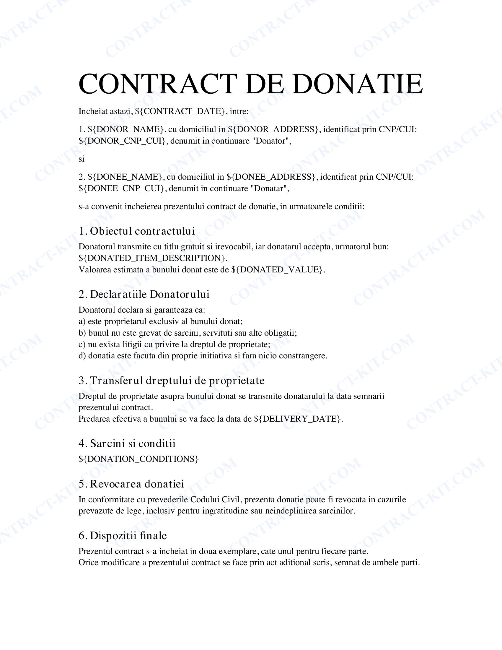 Contract de Donație