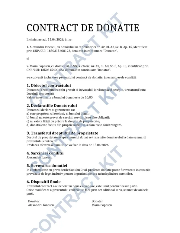 Contract de Donație