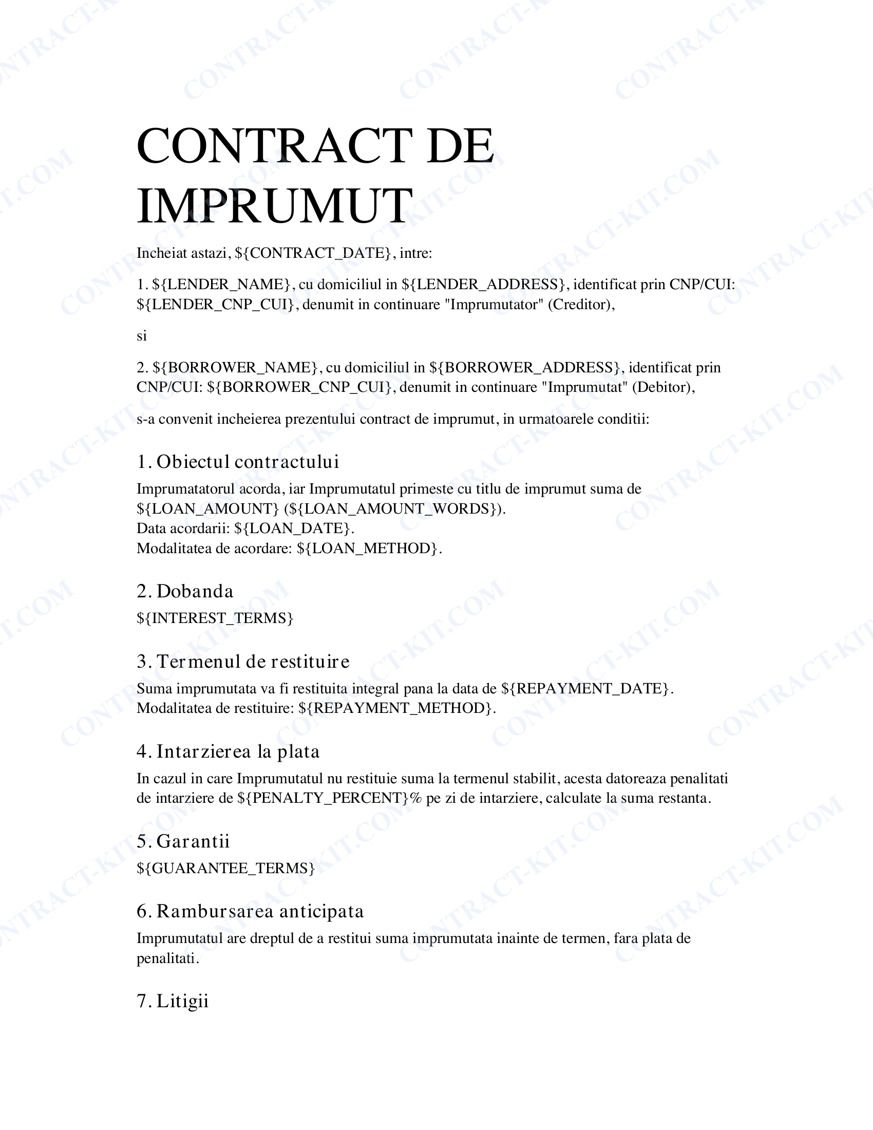 Contract de Împrumut