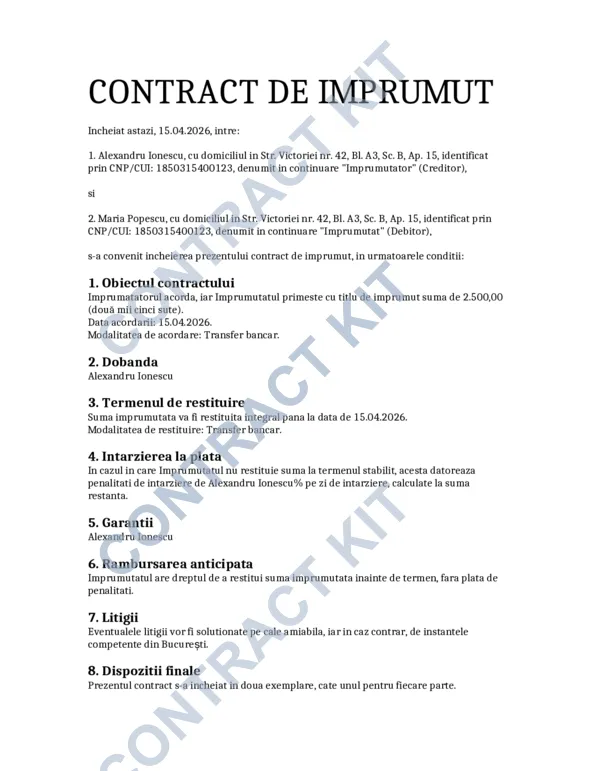 Contract de Împrumut