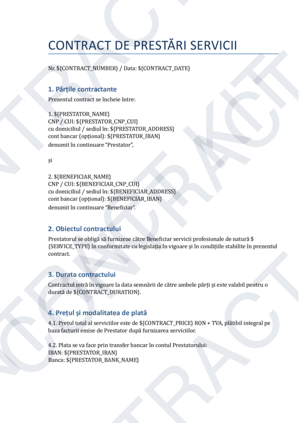 Contract de Prestări Servicii