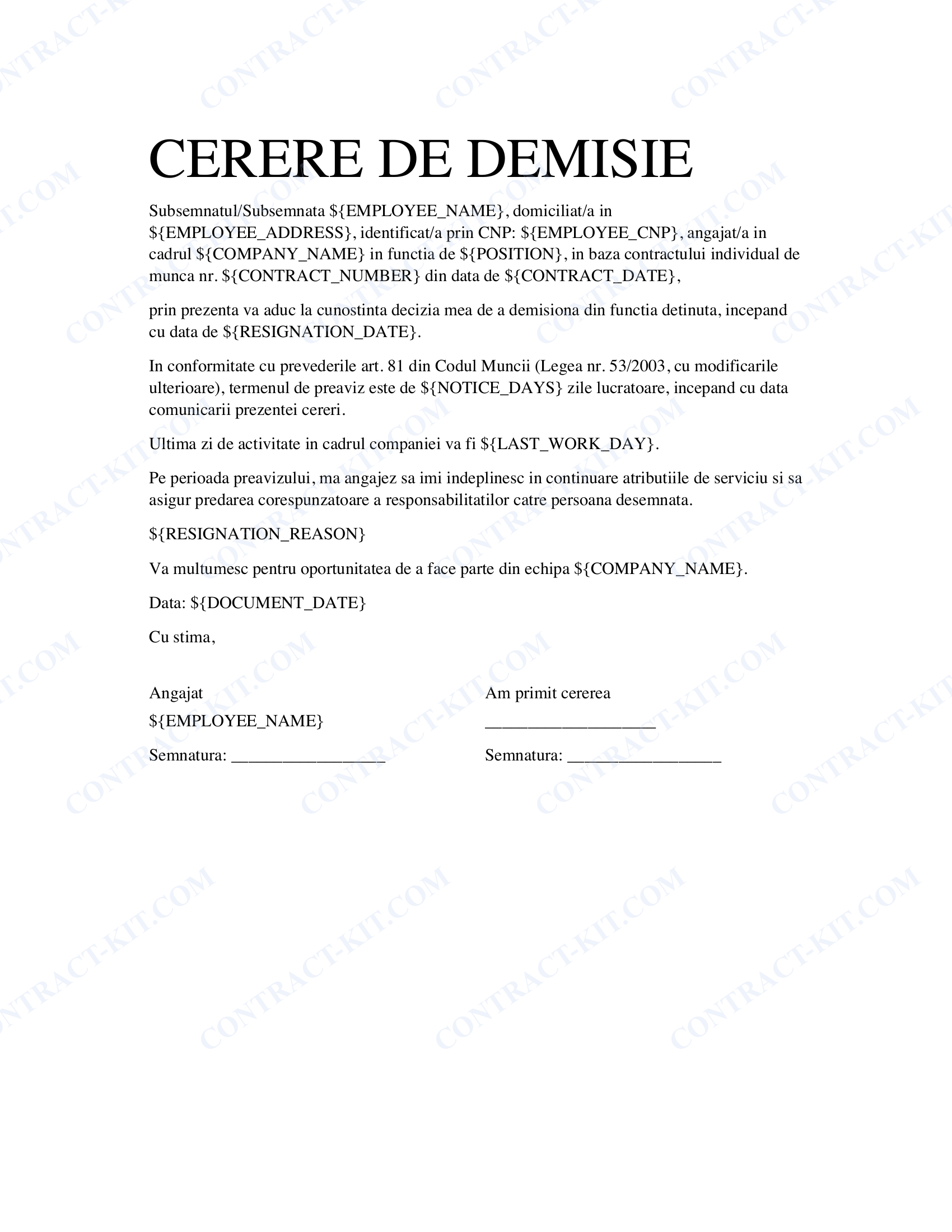 Cerere de Demisie