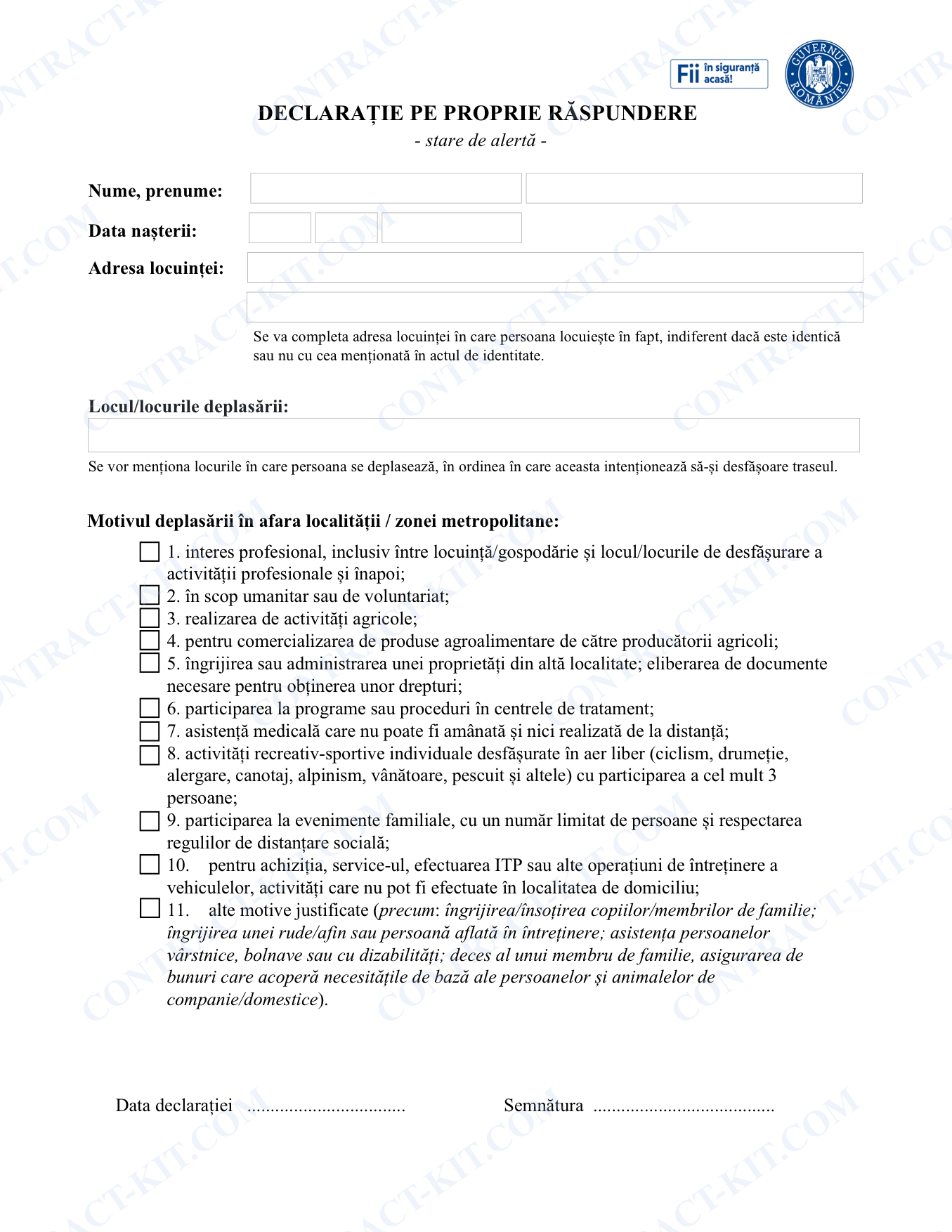 Declarație pe Propria Răspundere