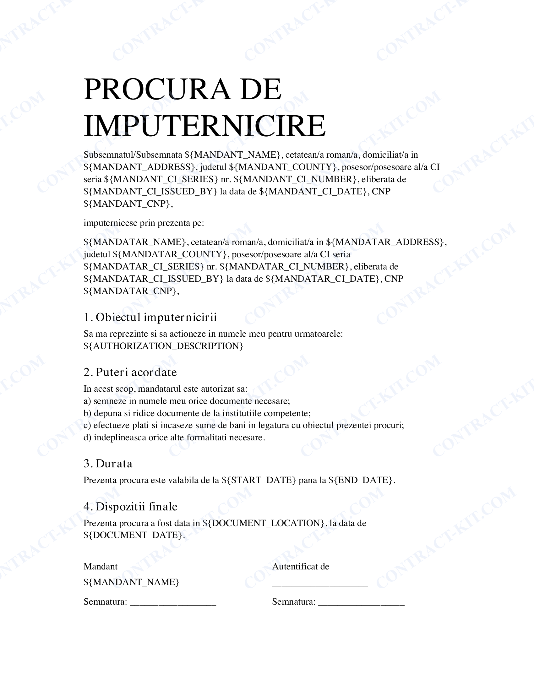 Procură / Împuternicire